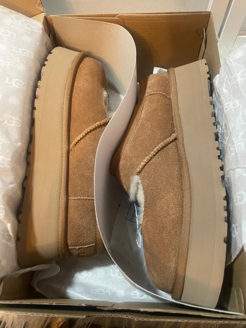 UGG BEA Mary Jane Women's Size 8 Chestnut Suede Platform Slippers NEW! Cute! - Picture 5 of 11